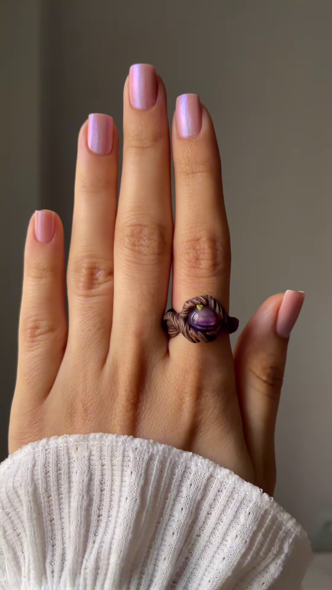 Artisanal Wire-Wrapped Ring with Natural Purple Gemstone - Image 10