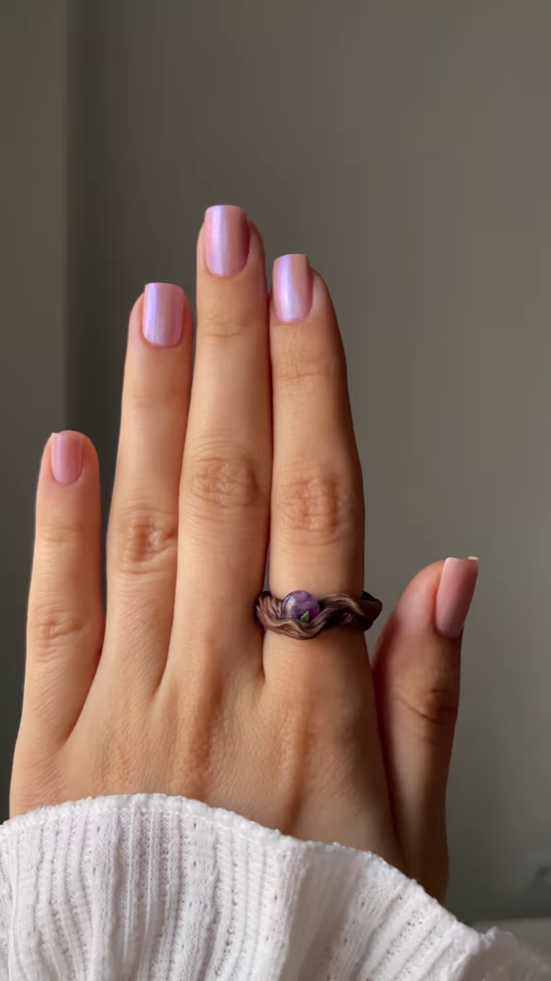 Artisanal Wire-Wrapped Ring with Natural Purple Gemstone - Image 2