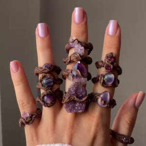 Artisanal Wire-Wrapped Ring with Natural Purple Gemstone