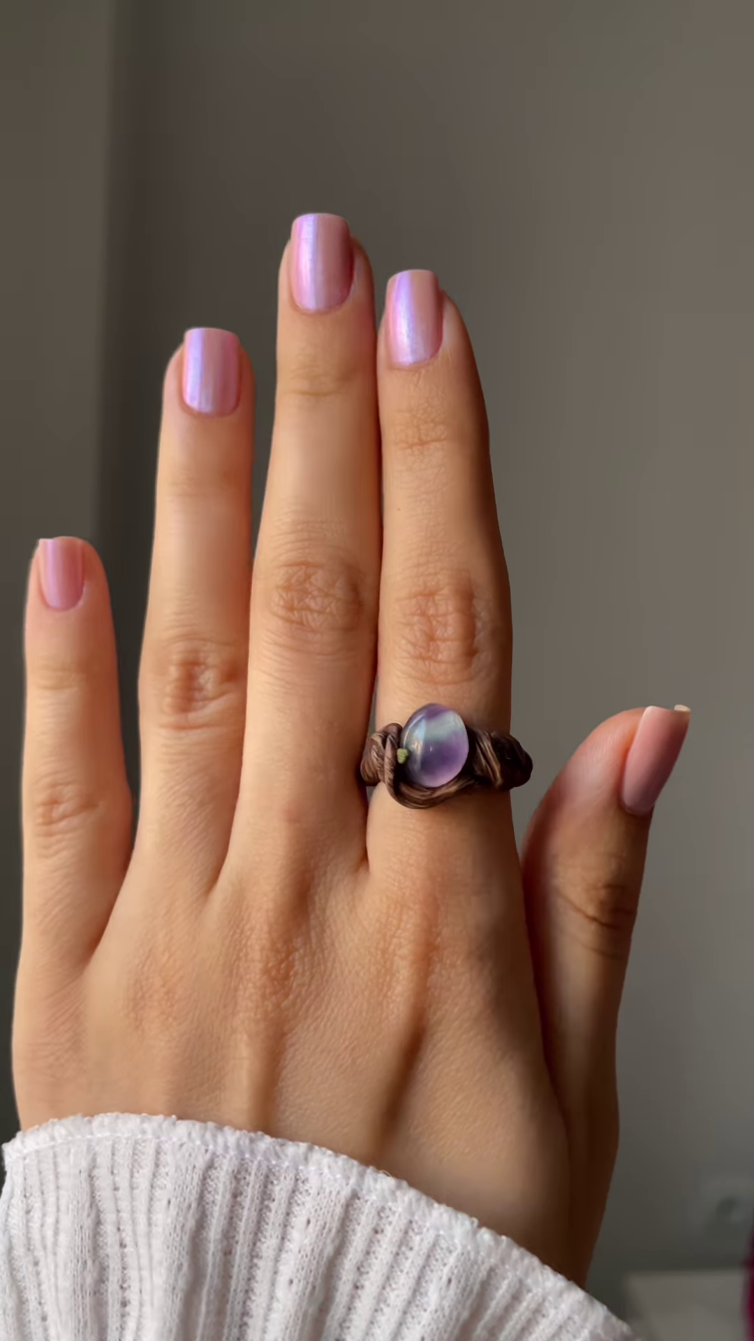 Artisanal Wire-Wrapped Ring with Natural Purple Gemstone - Image 7