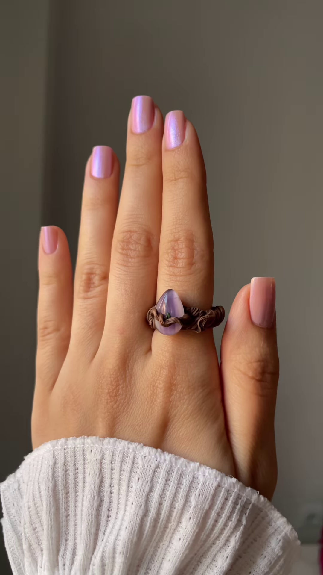 Artisanal Wire-Wrapped Ring with Natural Purple Gemstone - Image 6