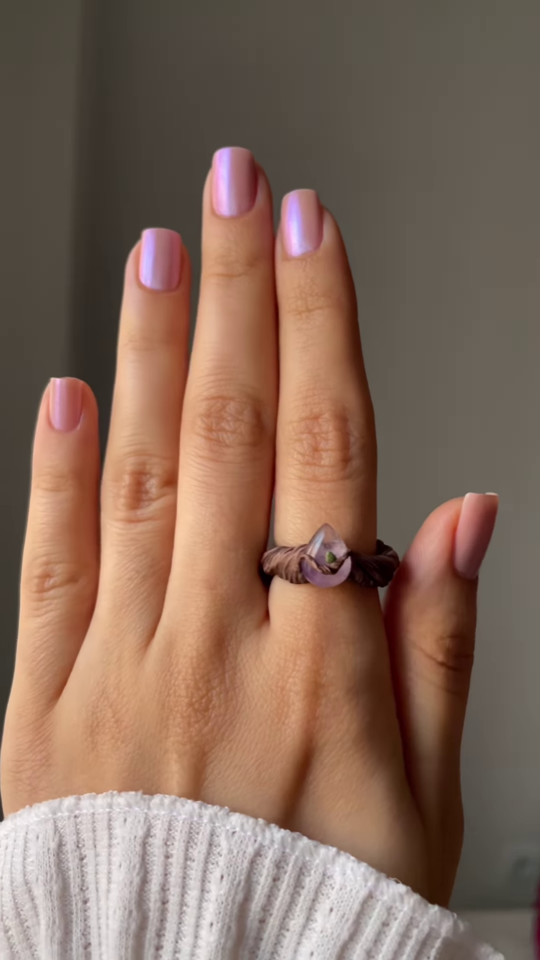 Artisanal Wire-Wrapped Ring with Natural Purple Gemstone - Image 5