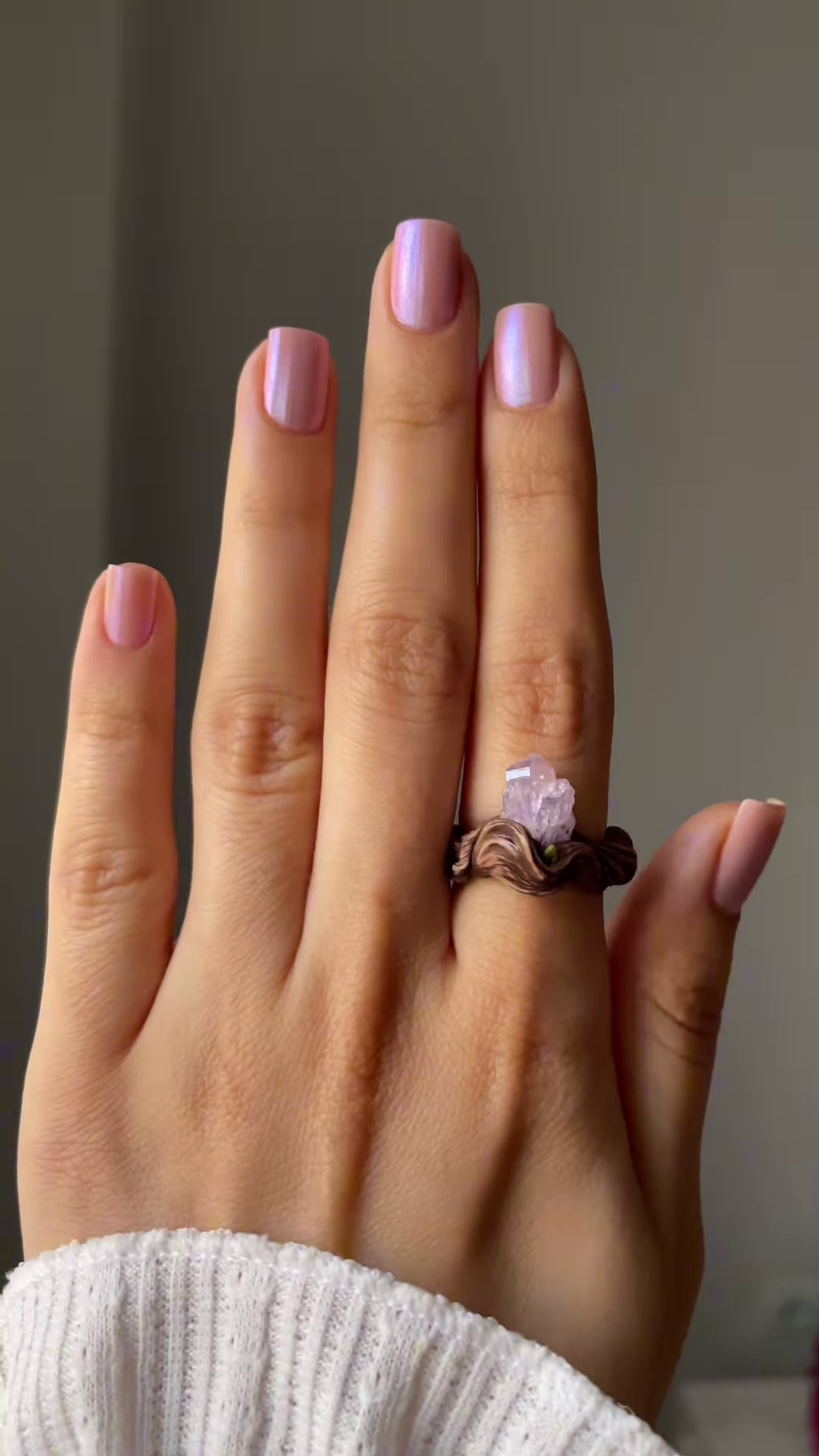 Artisanal Wire-Wrapped Ring with Natural Purple Gemstone - Image 4