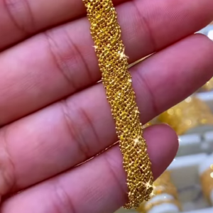 Luxurious Gold-Toned Textured Mesh Bracelet