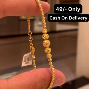 Elegant Gold-Toned Beaded Bracelet with Intricately Patterned Spherical Accents