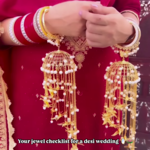 Exquisite Bridal Gold-Toned Multi-Tiered Hanging Adornments with Dangle Beads and Leaf Accents