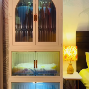 Modern Arched Fluted-Door Modular Storage Wardrobe
