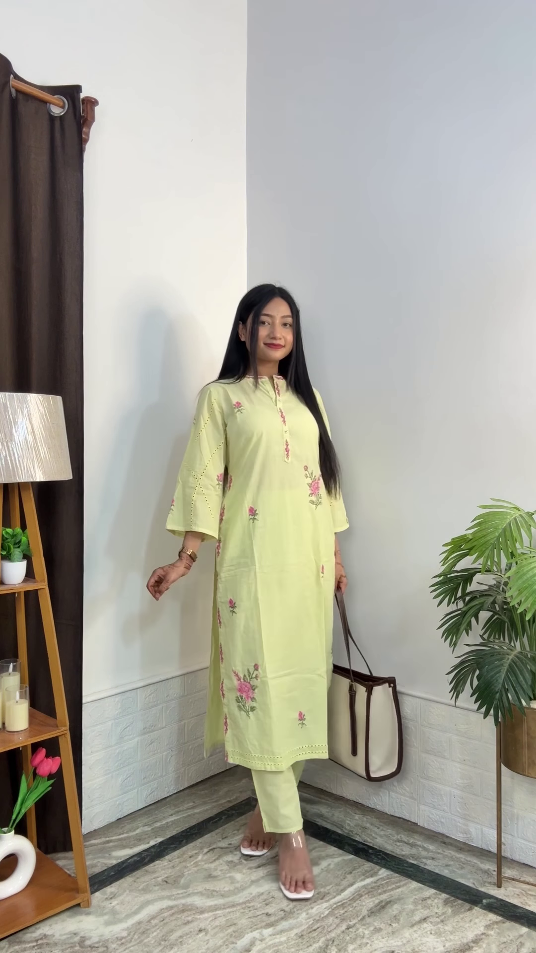Artisanal Floral Kurta and Trouser Set Collection - Image 2