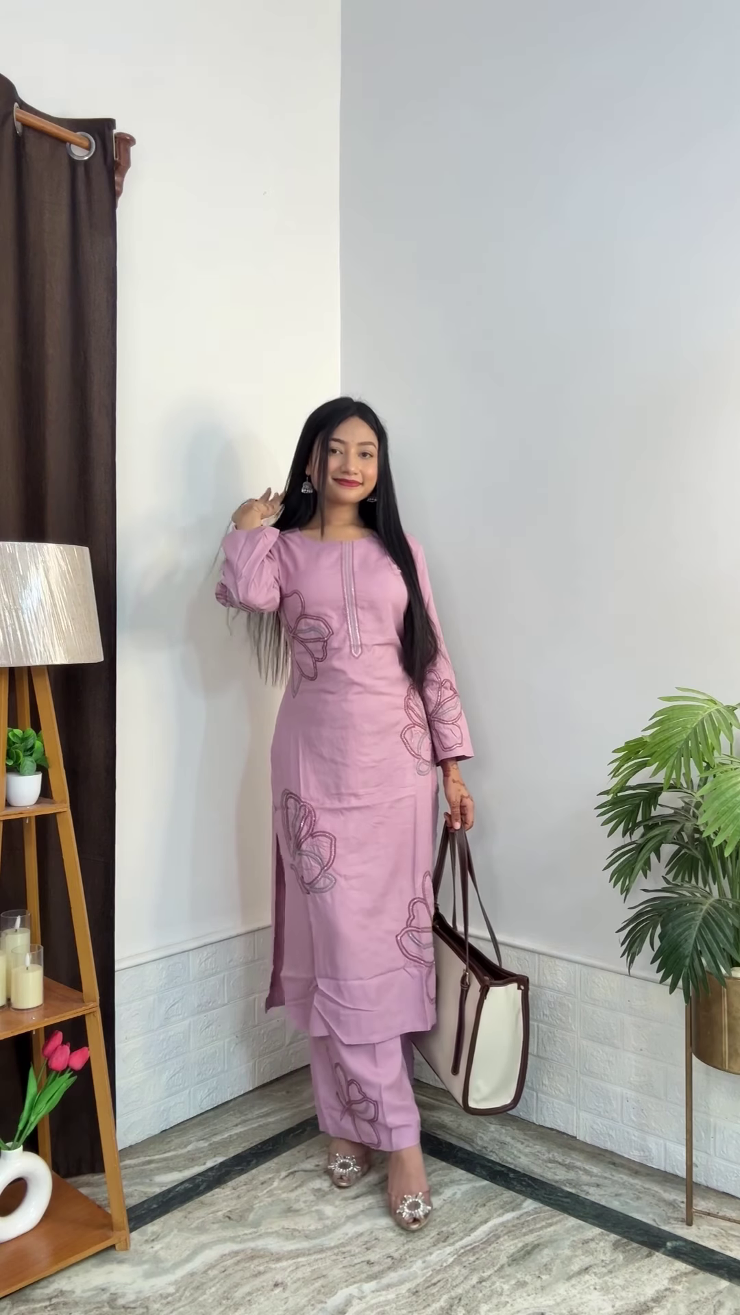 Artisanal Floral Kurta and Trouser Set Collection - Image 7