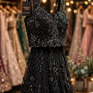 Midnight Radiance Embellished Lehenga Set – The Ultimate Festive Ensemble