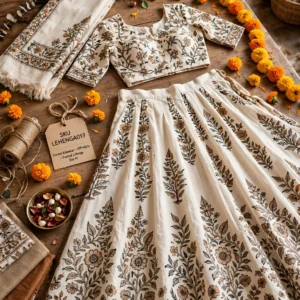 Enchanting Floral & Sequin Embroidered Lehengas – Available in Lavender Mist & Off-White Floral – Ethnic Ensemble