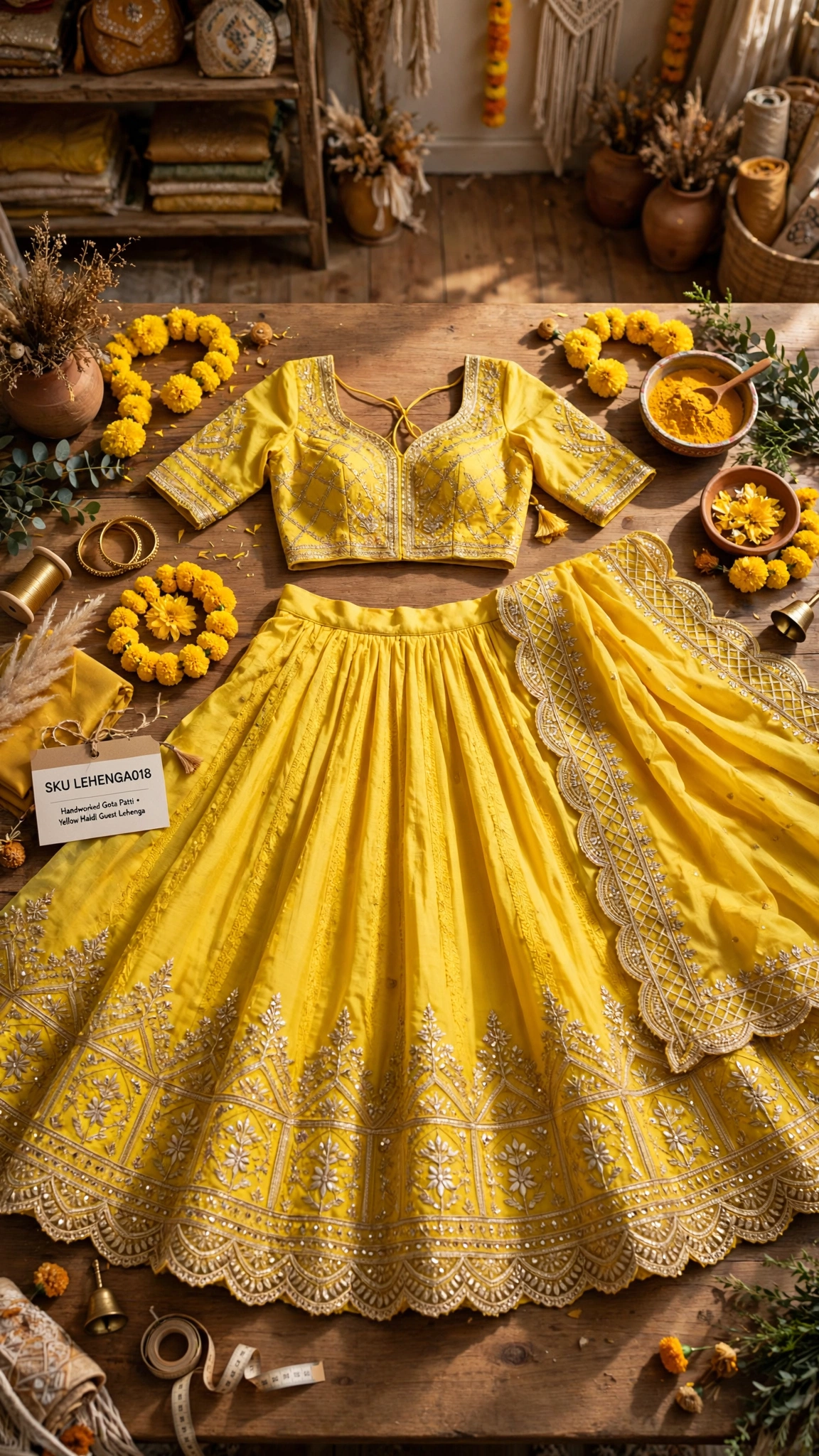 Sun-Kissed Floral & Gota Patti Lehenga Set – Available in Vibrant Yellow Floral & Golden Haldi Yellow