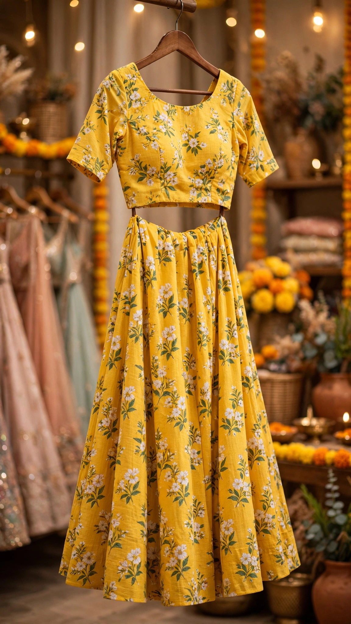 Sun-Kissed Floral & Gota Patti Lehenga Set – Available in Vibrant Yellow Floral & Golden Haldi Yellow - Image 2