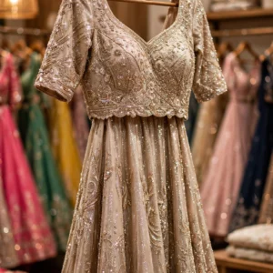 Ethereal Embroidered Bridal Lehenga Choli Set – Available in Pristine Ivory & Champagne Shimmer