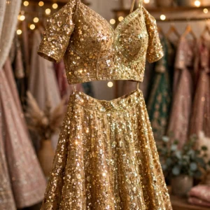 Enchanting Handcrafted Lehenga Sets with Intricate Sequin & Embroidery – Available in Slate Grey & Radiant Gold