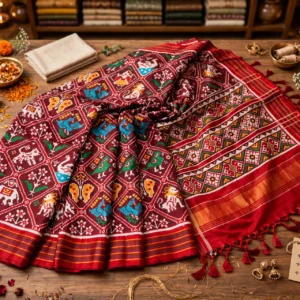 Exquisite Dual-Tone Heritage Saree Collection – Available in Festive Maroon & Ethereal Peach