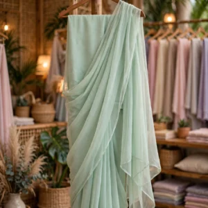 Opulent Sequin & Chiffon Saree Collection – Available in Mint Green, Midnight Black & Shimmer Silver