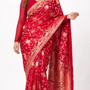Scarlet Royal Heritage Zardosi Banarasi Silk Saree