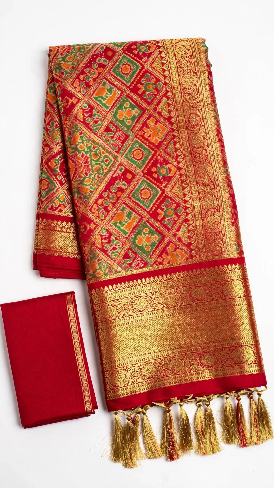 Royal Crimson Jacquard Weave Saree with Traditional Motifs – Festive Grace Collection - Image 2