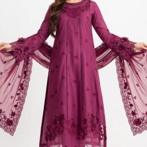 Royal Magenta Intricately Embroidered Chiffon Kurta Set