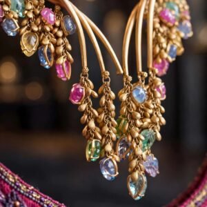 Royal Heritage Gold-Toned Multi-Gemstone Choker & Earring Set