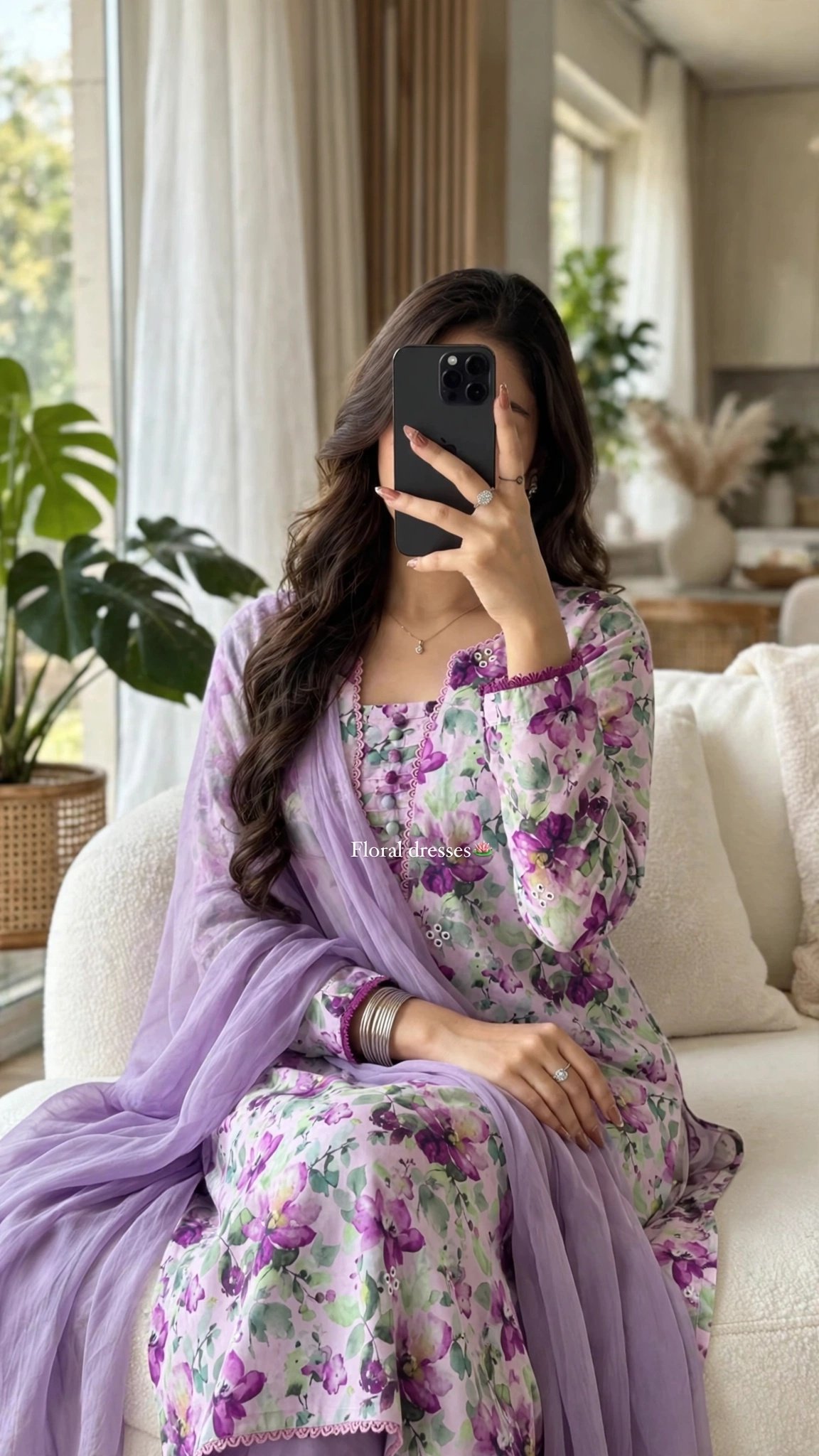 Lavender Floral Elegance Cotton Kurta Set with Scalloped Dupatta – Available in Floral Bloom & Minimalist White