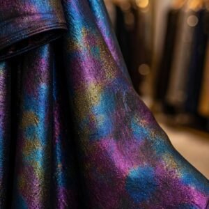 Celestial Shimmer Scalloped-Edge Saree – Iridescent Galaxy Print