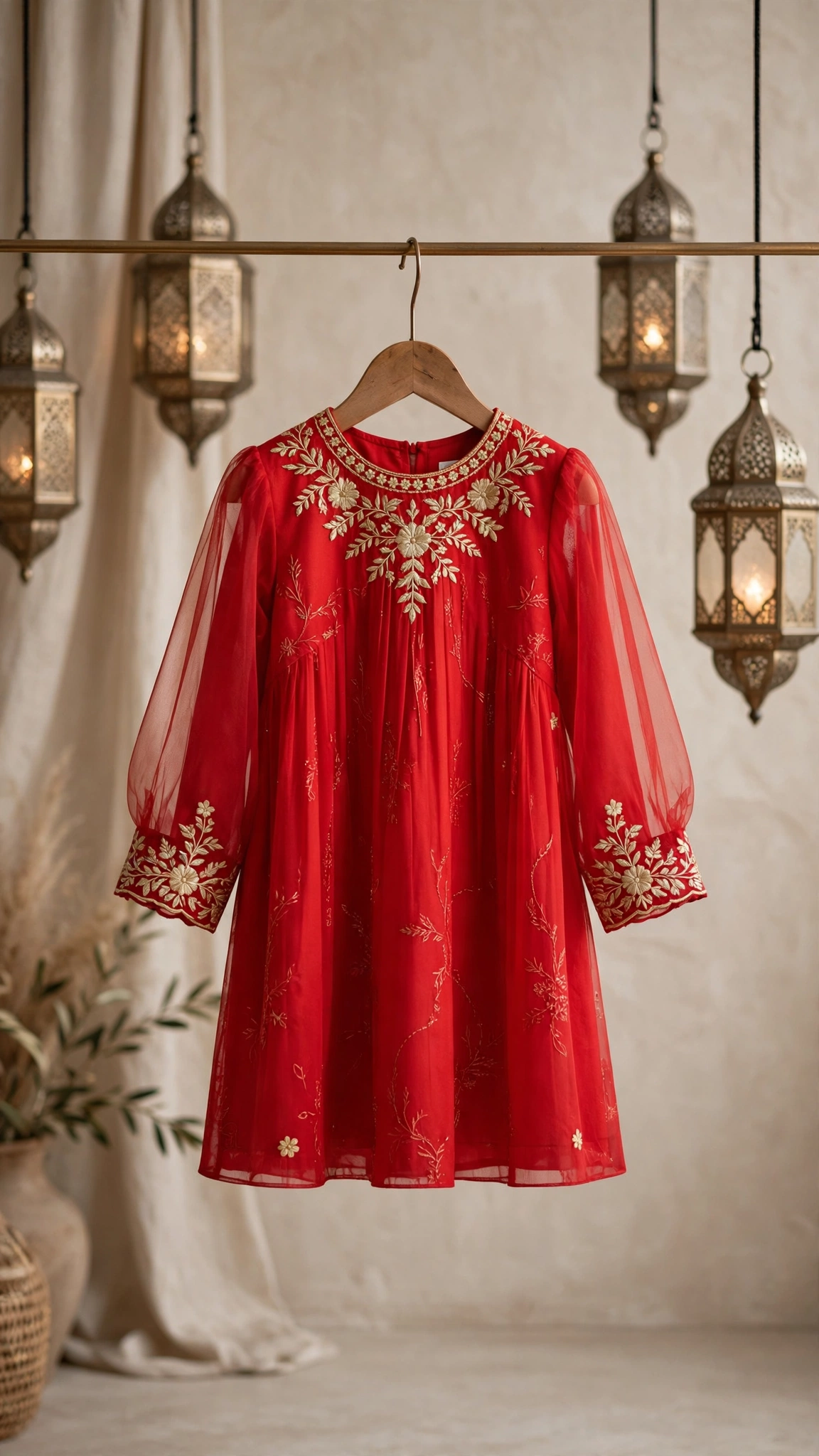Opulent Floral Embroidered Kurta & Sharara Set – Available in Teal, Crimson, Midnight Black, Cream & Sage Green - Image 3