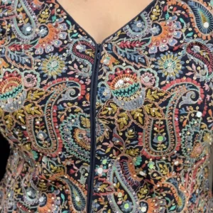 Midnight Bloom Mirror-Embroidered Jacket Kurta Set