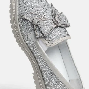 Crystal Embellished Glamour Platform Loafers – Available in Silver, Black, Rose Gold & Gold