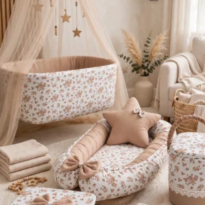 Boho-Chic Floral Nursery Bedding & Accessories Set – Available in Dusty Rose & Floral Print