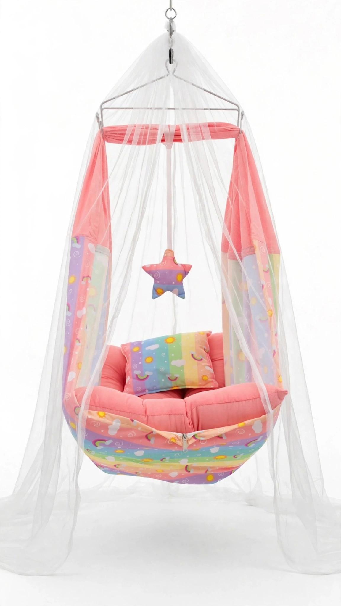 Dreamy Rainbow Nursery Bedding & Hanging Cradle Set – A Cozy Haven for Your Little One - Image 4