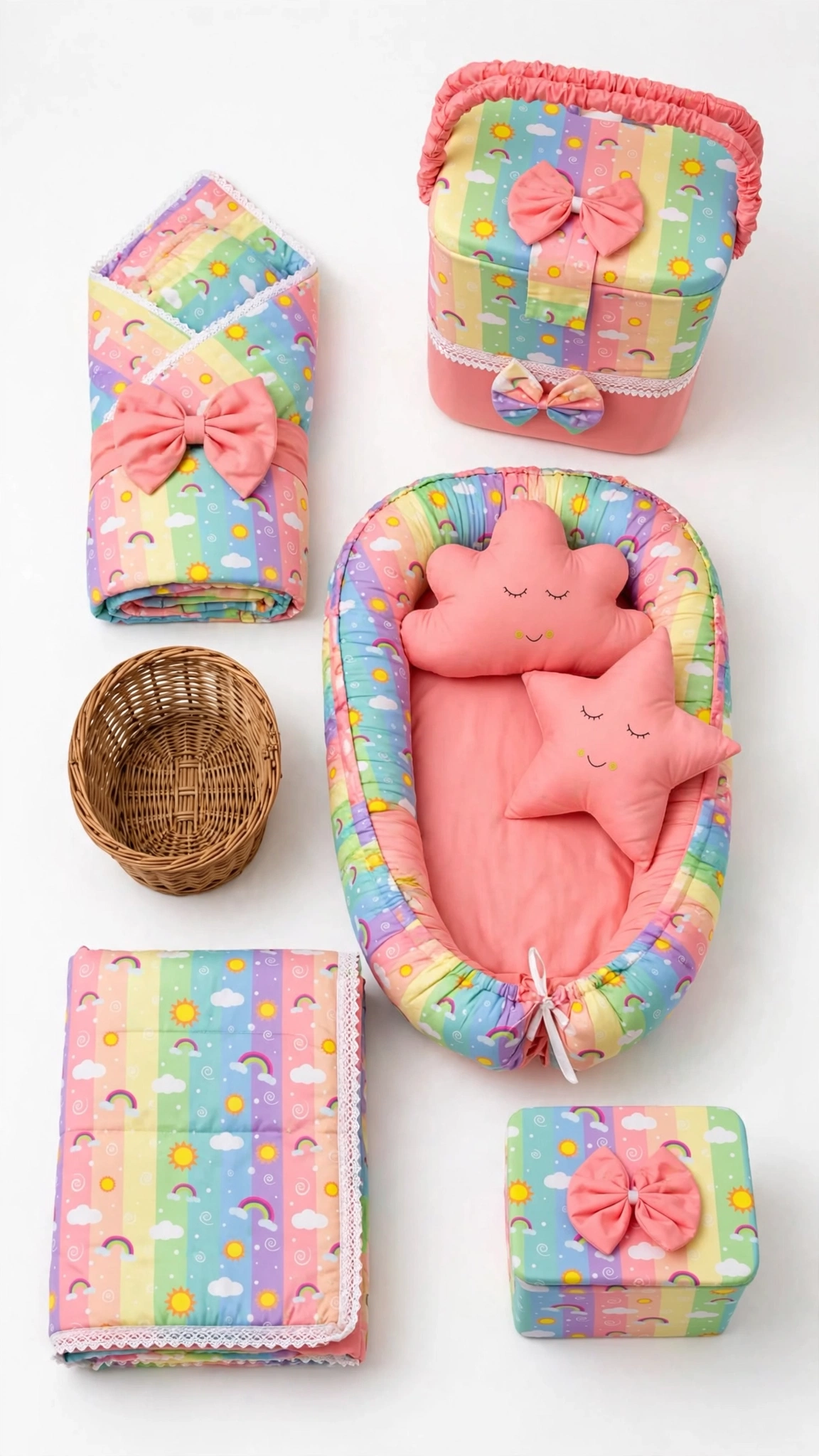 Dreamy Rainbow Nursery Bedding & Hanging Cradle Set – A Cozy Haven for Your Little One - Image 5