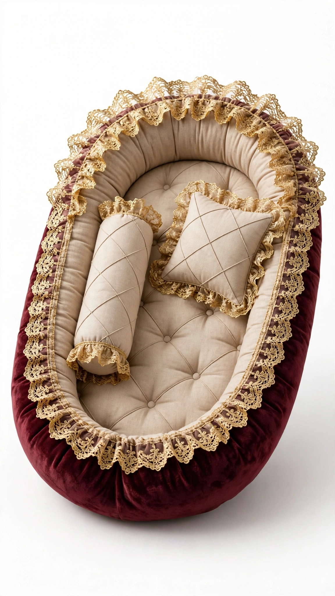 Premium Handcrafted Baby Nest & Nursery Essentials Collection – Available in Soft Pink, Celestial Blue, Vintage Burgundy, Fuchsia Lace & Serene Purple - Image 4
