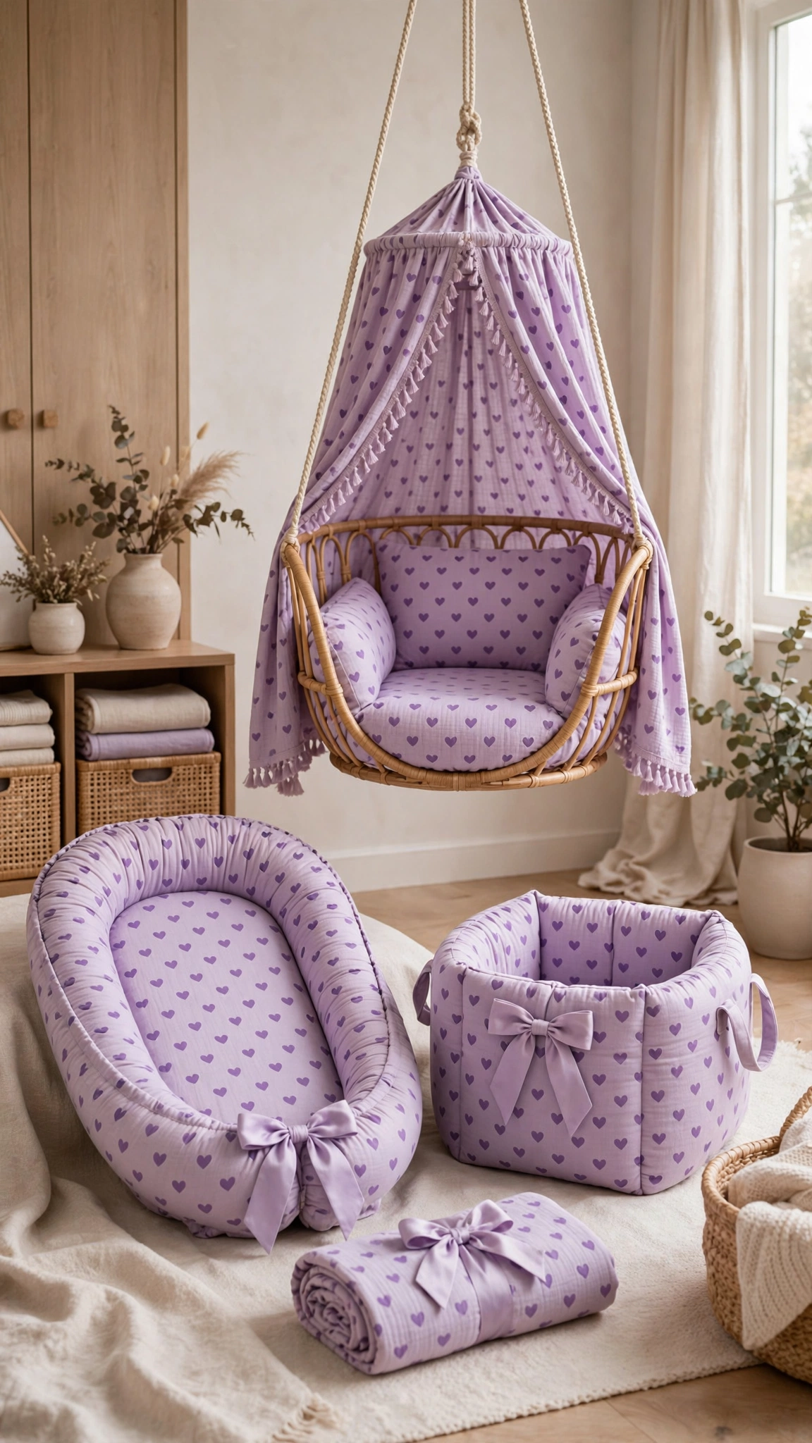 Premium Handcrafted Baby Nest & Nursery Essentials Collection – Available in Soft Pink, Celestial Blue, Vintage Burgundy, Fuchsia Lace & Serene Purple - Image 6