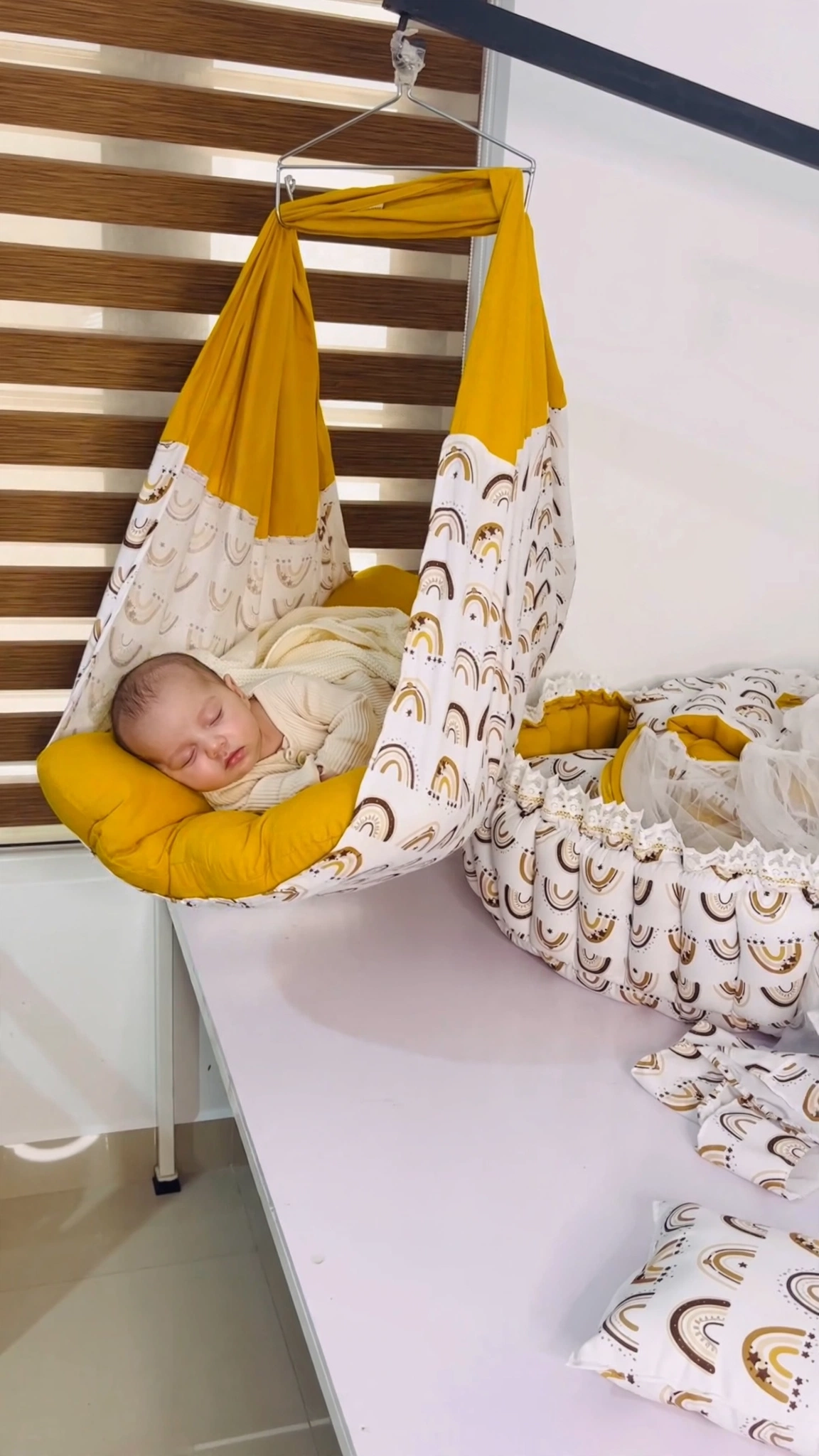 Enchanting Rainbow Boho Nursery Essentials Set – Premium Baby Nest, Hammock & Swaddle Collection - Image 2