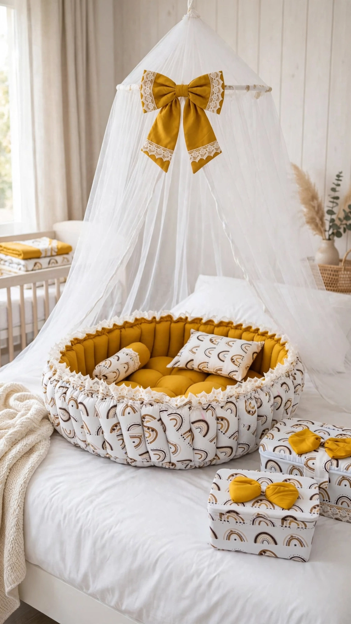 Enchanting Rainbow Boho Nursery Essentials Set – Premium Baby Nest, Hammock & Swaddle Collection - Image 3