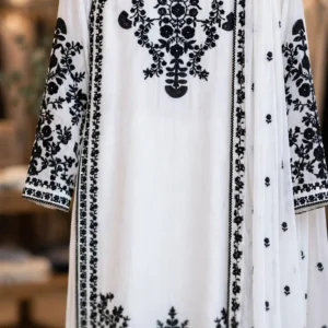 Ethereal Monochrome Embroidered Kurta Set – Classic White & Black