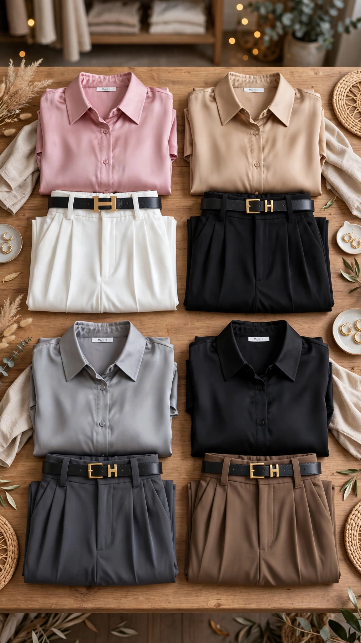 Minimalist Satin Elegance Co-ord Set – Available in Rose Pink, Champagne Gold, Slate Grey, Midnight Black & Earthy Brown - Image 5