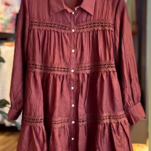 Rustic Earth Tiered Co-Ord Set with Crochet Lace Detailing