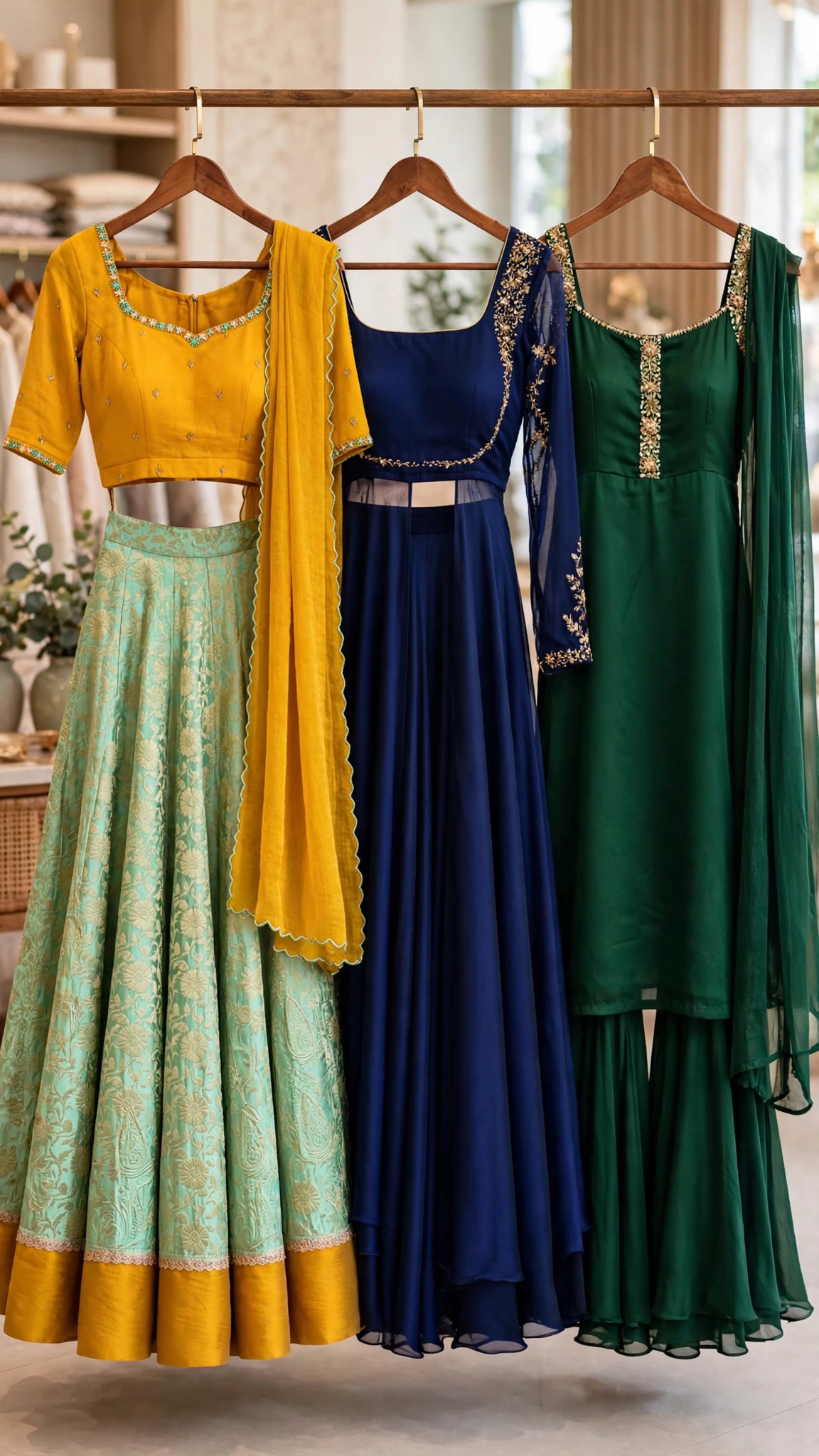 Exquisite Floral Embroidered Co-ord Set with Sheer Accents – Available in Midnight Blue, Deep Maroon, & Emerald Green - Image 4