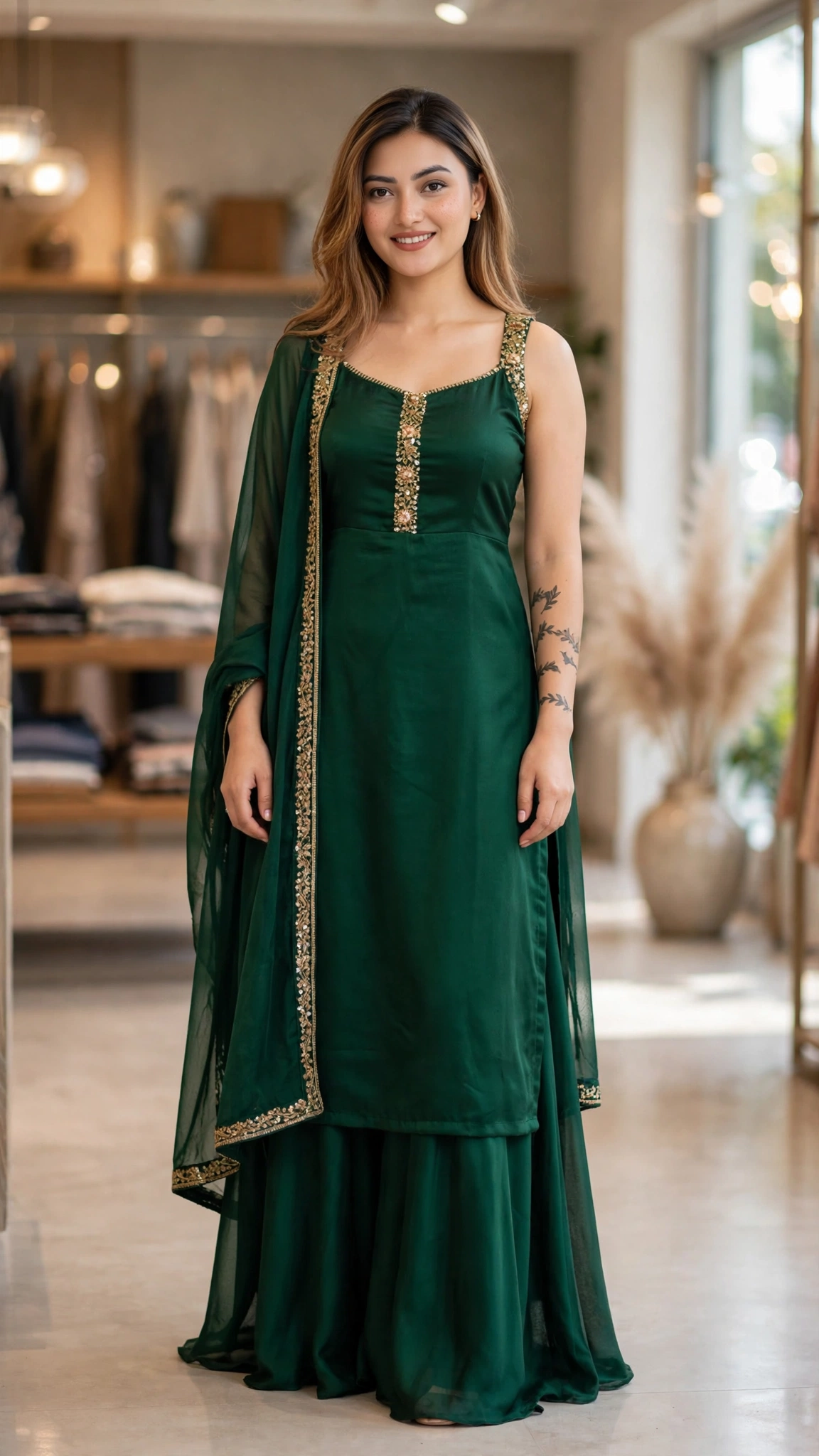 Exquisite Floral Embroidered Co-ord Set with Sheer Accents – Available in Midnight Blue, Deep Maroon, & Emerald Green - Image 8