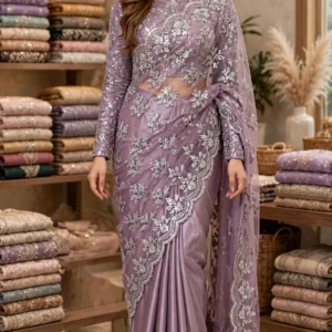 Lilac Enchantment Embroidered Saree Set – Available in Modern Minimalist & Classic Glamour Styles