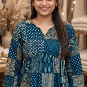 Bohemian Bloom Peplum Kurta Set – Available in Mustard, Navy, Peach, Magenta & Floral Yellow