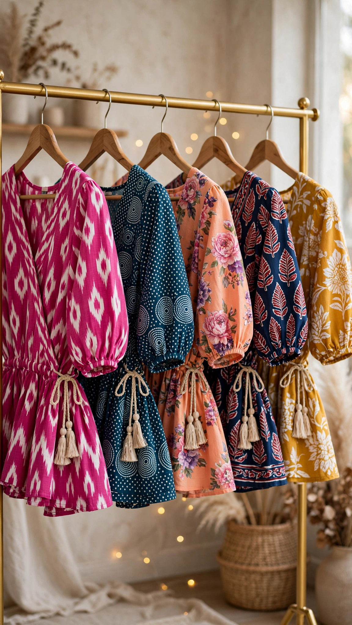 Bohemian Bloom Peplum Kurta Set – Available in Mustard, Navy, Peach, Magenta & Floral Yellow - Image 7